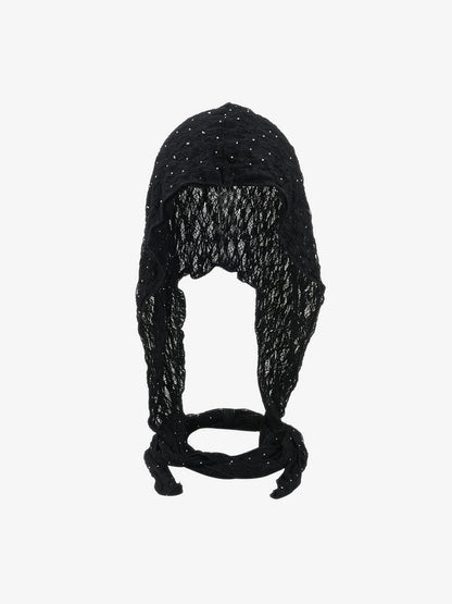 Vintage Lace Hollow Crochet Long Strap Headscarf Hat 
