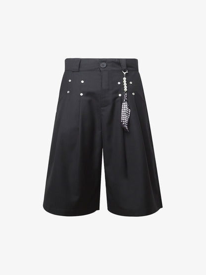 Pleated Design Pendant Decoration Baggy Shorts - 2482 