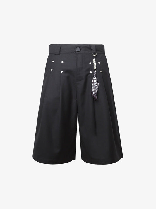 Pleated Design Pendant Decoration Baggy Shorts - 2482 