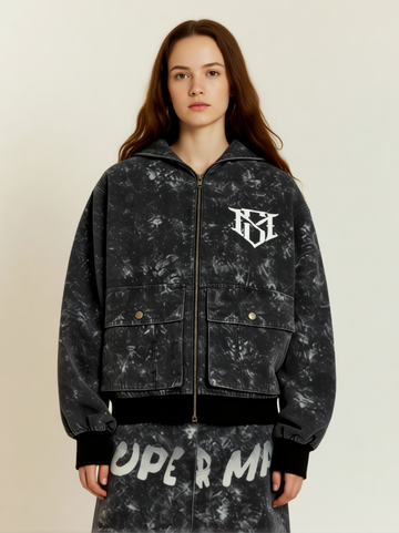 Original Oversized Denim Hoodie And Shorts Set - 2583 