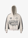 Suede Foam Letter Patchwork Zipper Shorts Jacket 