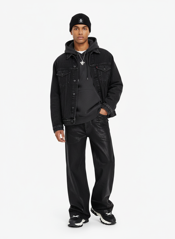 Thesupermade Black Wax Coated Flare Jeans - 2212 