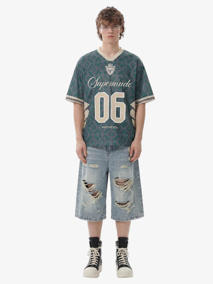 Retro Baroque Pattern Jersey T-Shirt 