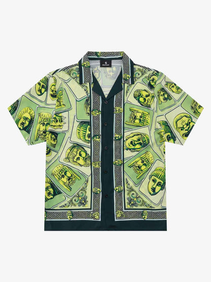 Baroque Pattern Statue Camp Collar Boxy Shirt 