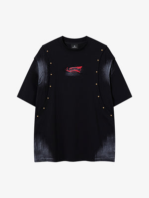 Studded Appliqué Distressed Tee