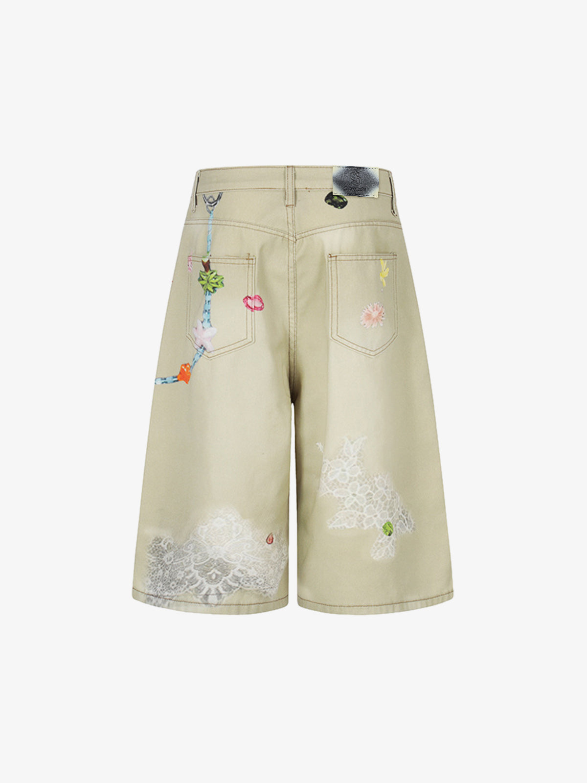 Flower Patch Distressed Denim Shorts 