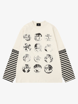 Striped Dark Graphic Long Sleeve Tee