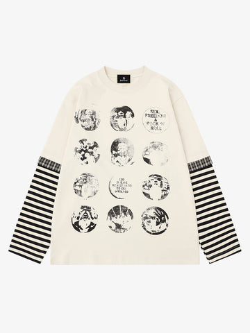 Striped Dark Graphic Long Sleeve Tee