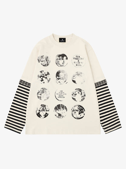 Striped Dark Graphic Long Sleeve Tee