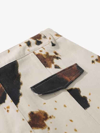 Retro Ink Splash Tie-Dye Barrel Jeans 