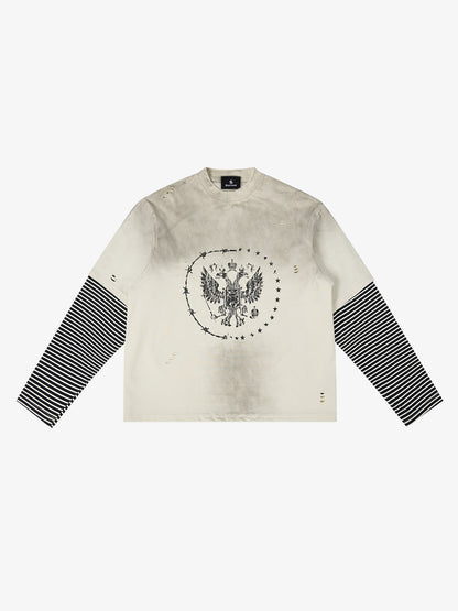Double Layered Distressed Washed Short Sleeve Tee