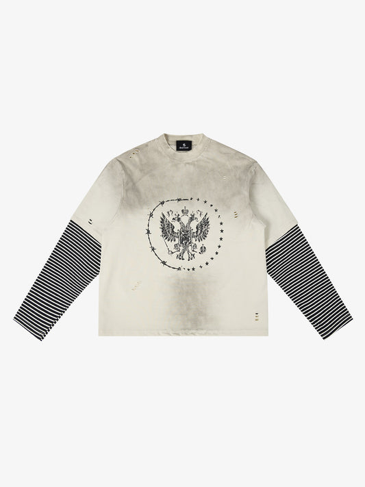 Double Layered Distressed Washed Short Sleeve Tee