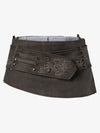 Thesupermade Metallic Studded Embroidery Belt Mini Skirt