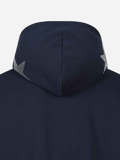 Zip-Up Hoodie with Star Logo & Rhinestone Detail