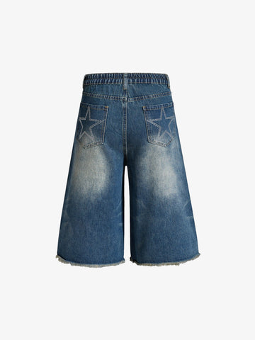 Raw Hem Star Rhinestone Jorts