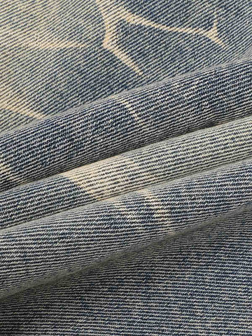 Washed Black Branch Print Deconstructed Denim Set 