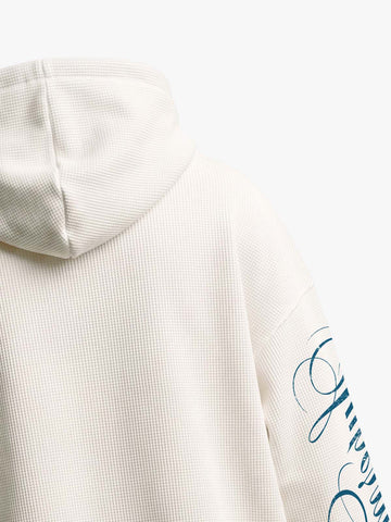 Waffle Knit Hooded Sweatshirt