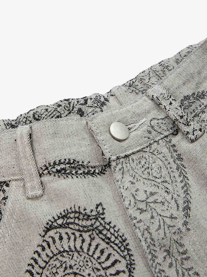 Paisley Jacquard Denim Jeans 