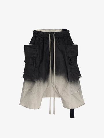 Faux Leather Gradient Cargo Shorts