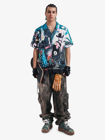 Blue Abstract Oil Painting Shirt