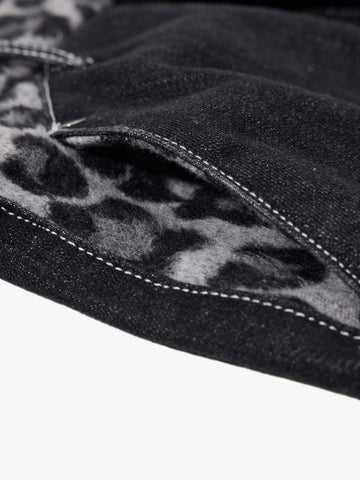Vintage Leopard Print Waistband Patch Baggy Jeans 
