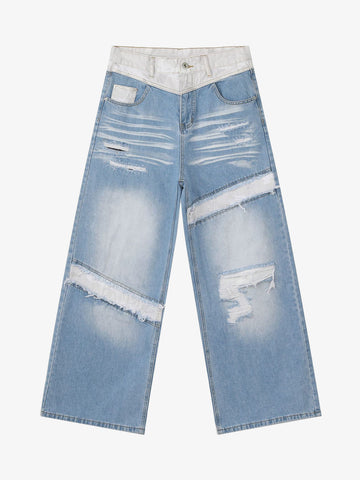 Patchwork Distressed Jeans
