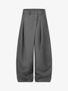 Button Placket Baggy Barrel Pants