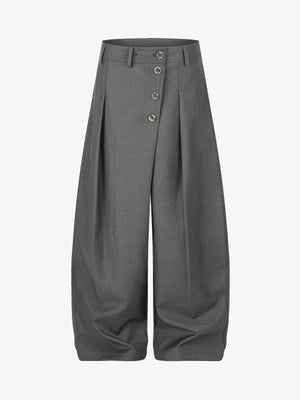 Button Placket Baggy Barrel Pants