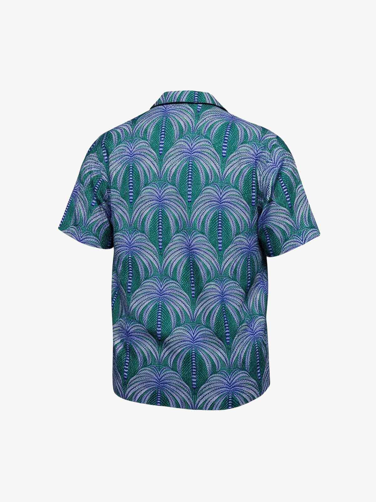 Teal Palm Leaves Hawaiian ShirtVacation Design