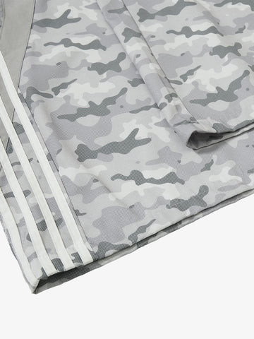 Double Waistband Elastic Waist Camo Side Panel Wide Leg Pants 