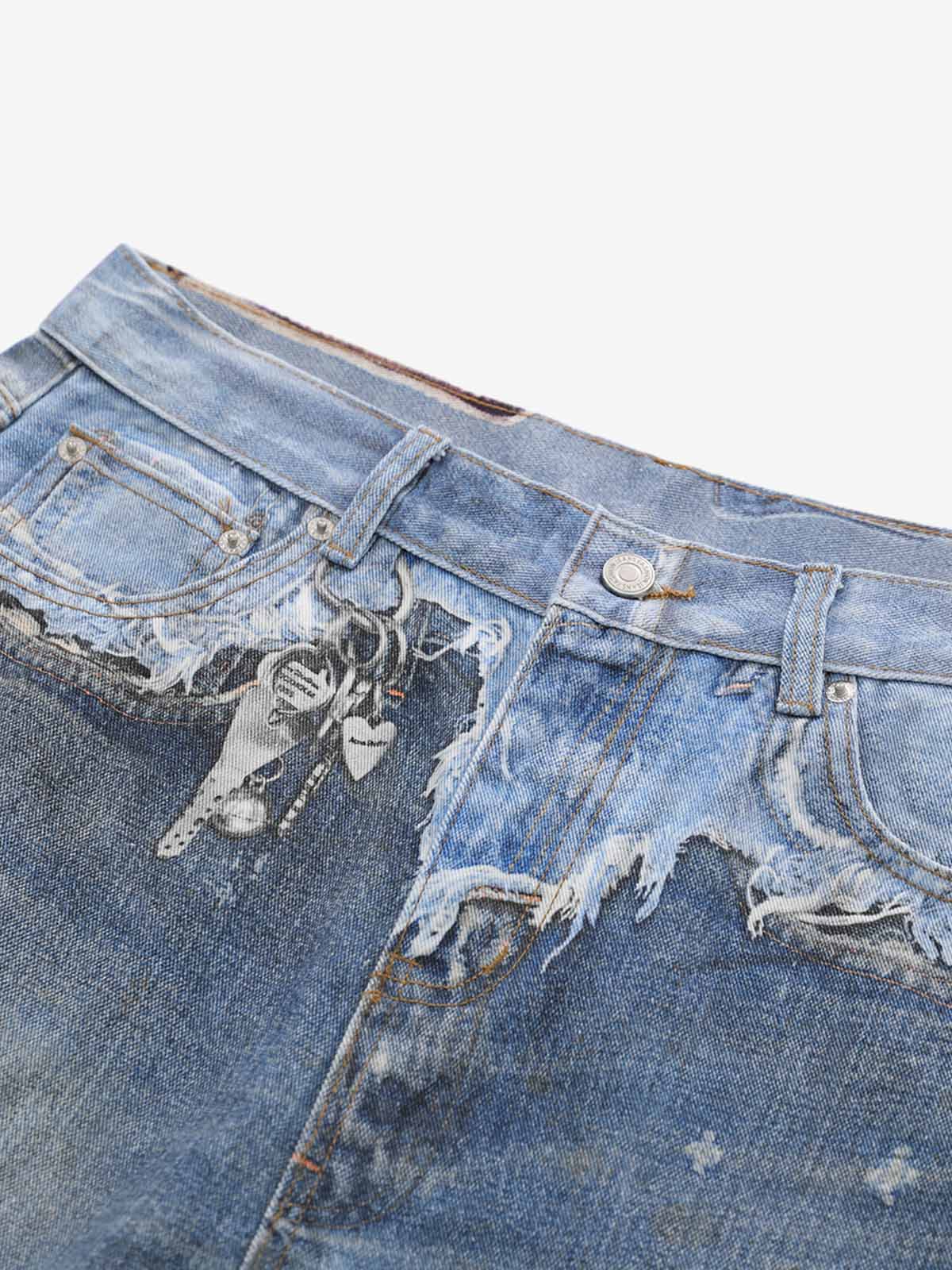 Retro Deconstructed Denim Shorts