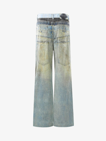3D Illusion Layered Baggy Jeans