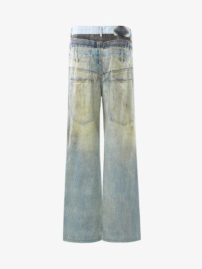 3D Illusion Layered Baggy Jeans