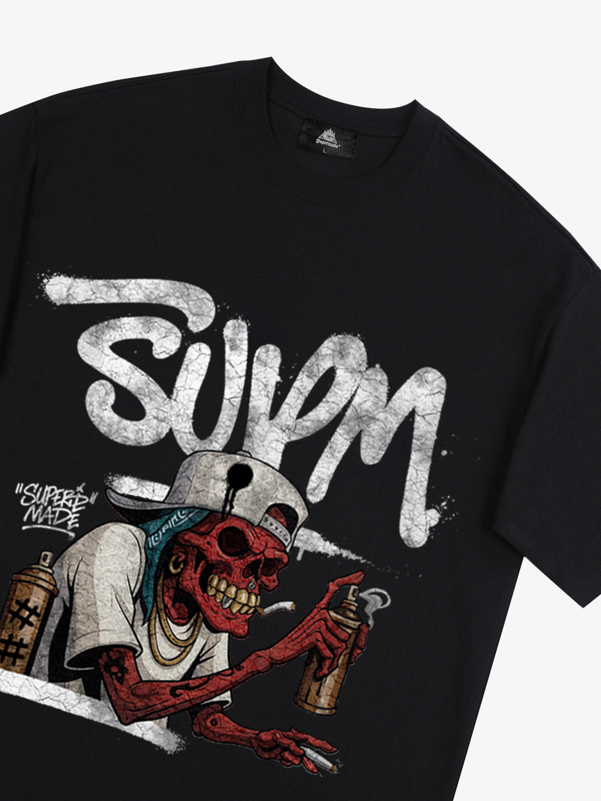 Street Trendy Skull Spray-Paint Graffiti Master T-Shirt 