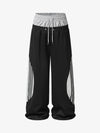 Layered Double-Waistband Wide-Leg Sweatpants