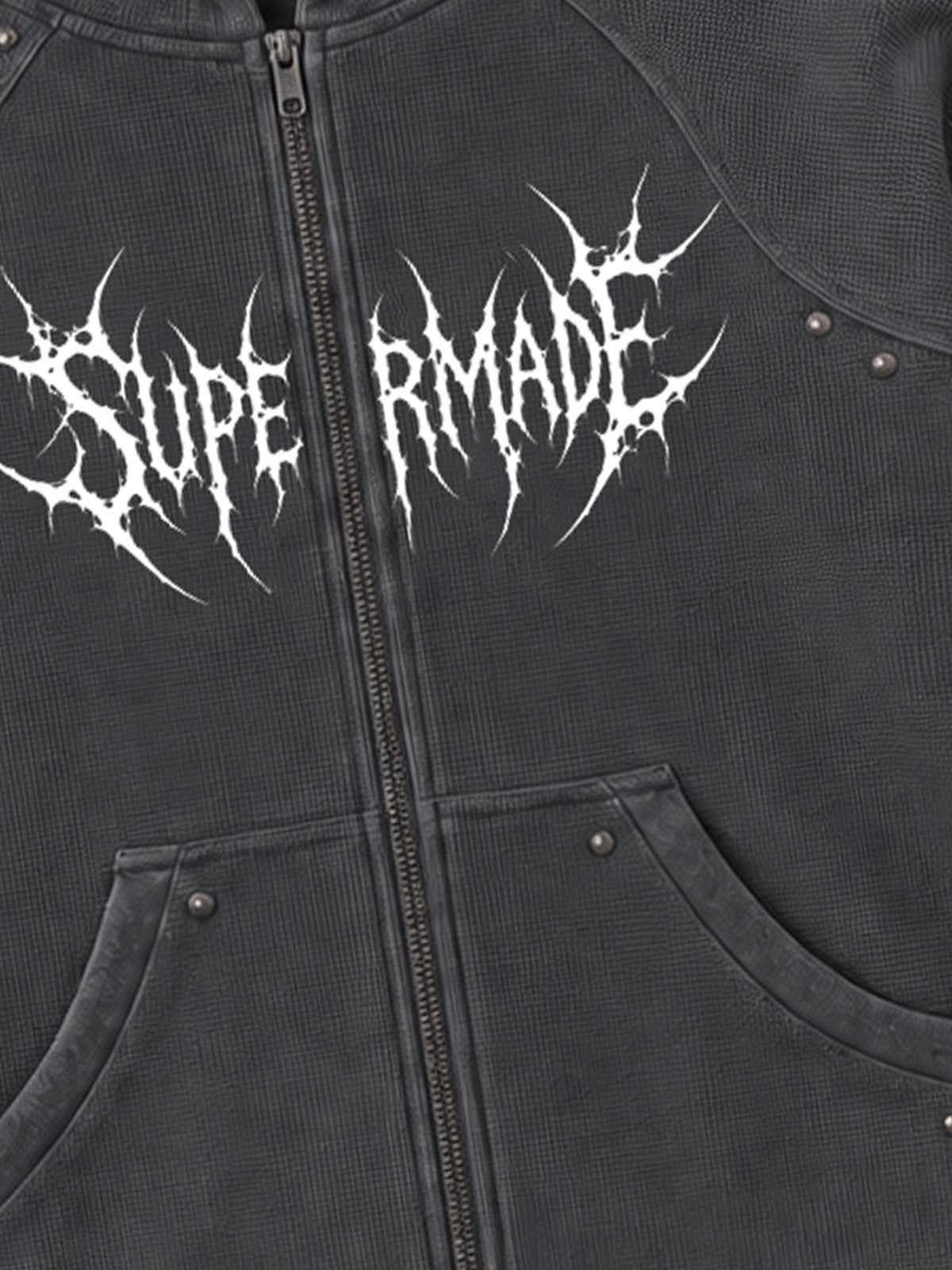 Spiked Graphic Zip Hoodie
