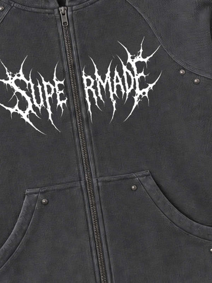 Spiked Graphic Zip Hoodie