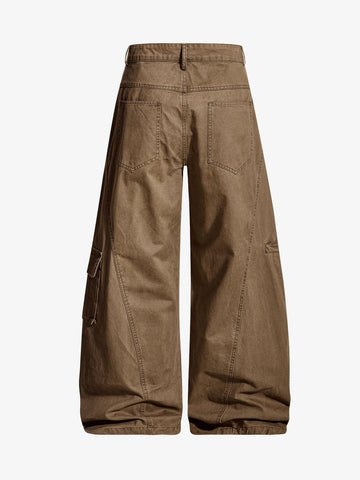 Washed Cargo Webbing Barrel Pants 