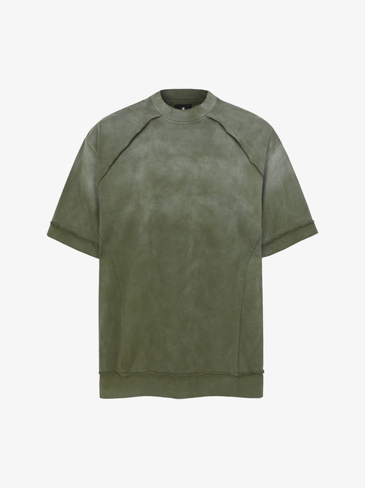 Spray Washed Raw Edge Raglan Knit T-Shirt 