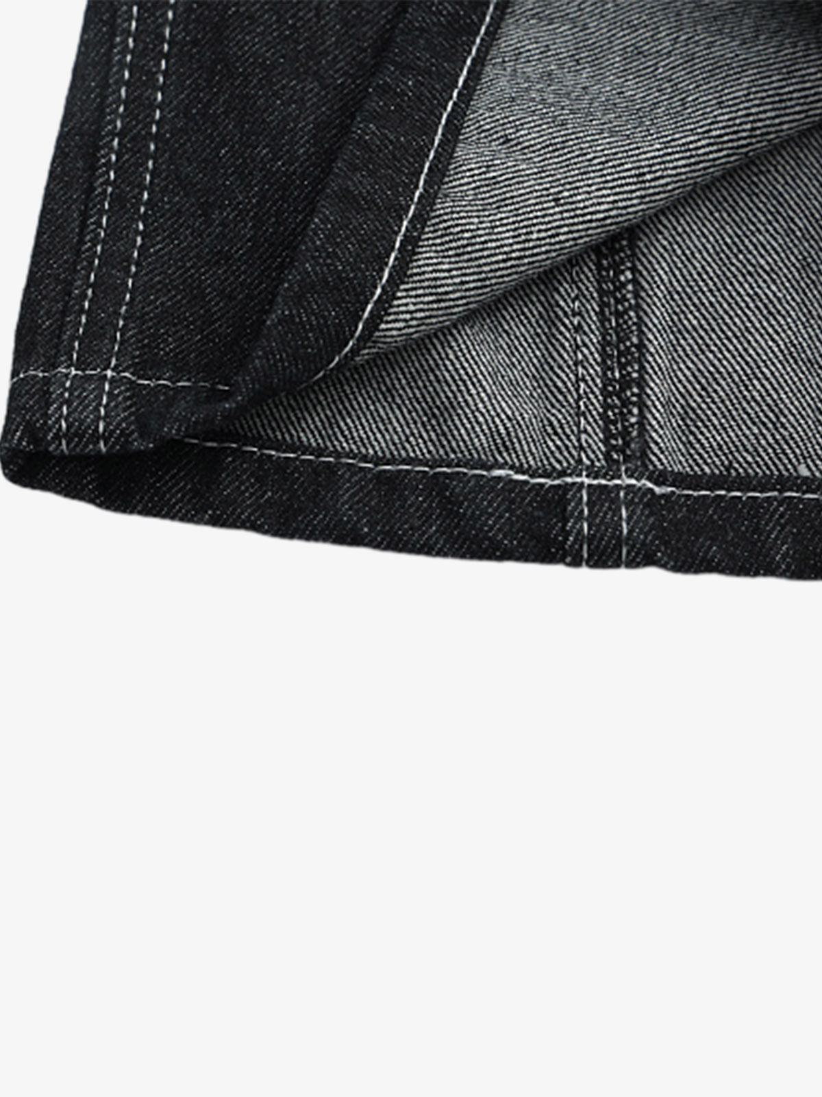 Multi-Pocket Raw Edge Jorts – 3/4 Length Wide-Leg Utility Denim Shorts