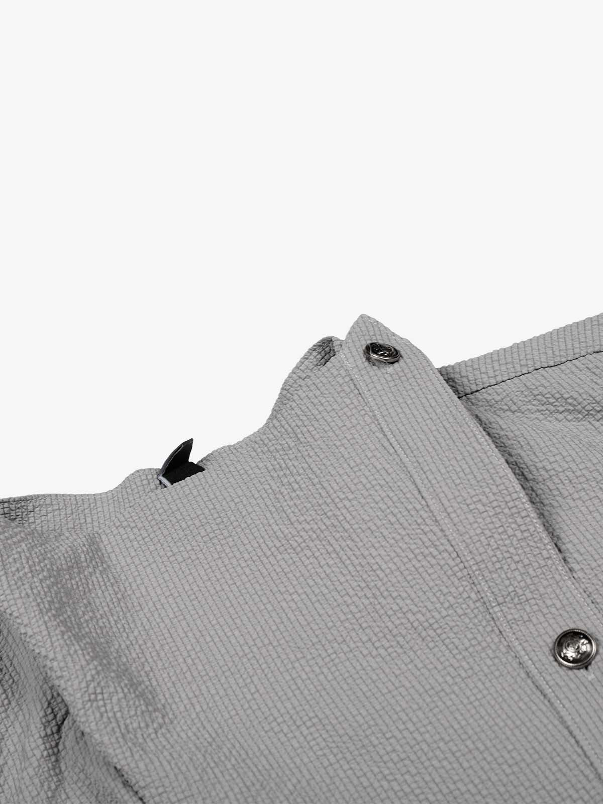 Textured Grid Weave Button-Up Shirt – Lightweight Wrinkle-Resistant Casual Fit