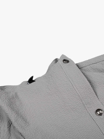 Textured Grid Weave Button-Up Shirt – Lightweight Wrinkle-Resistant Casual Fit