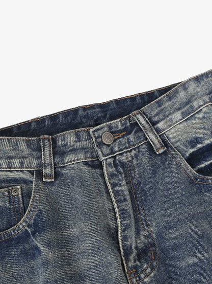 Retro Washed Faded Flared Jeans 