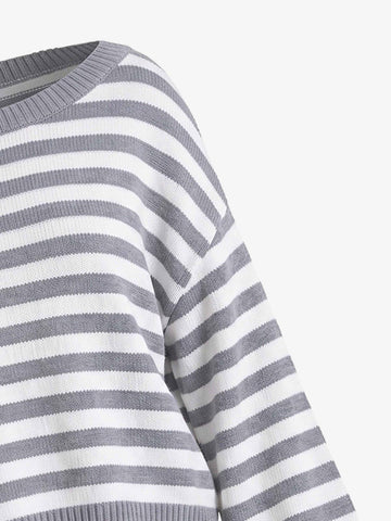 Scorpion Embroidered Off-Shoulder Striped Knit Set