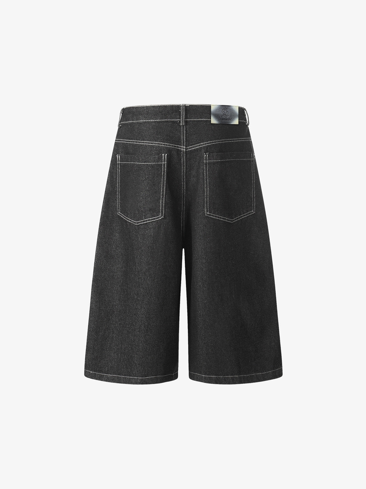 Contrast Stitching Flame Denim Shorts