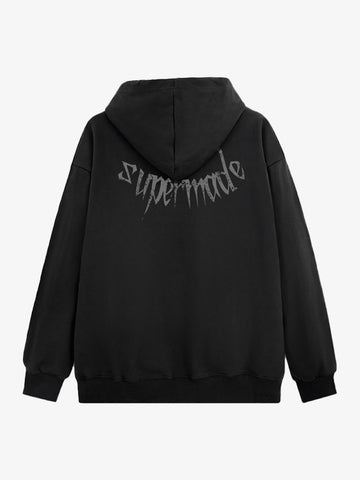 Gothic Devil Graphic Washed Hoodie 