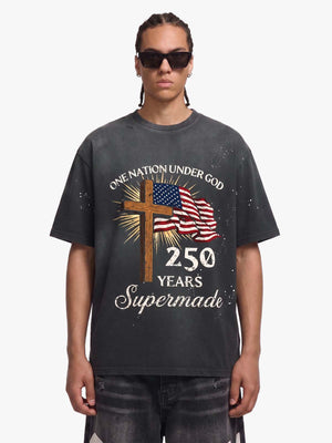 Cross Flag Graphic Washed T-Shirt