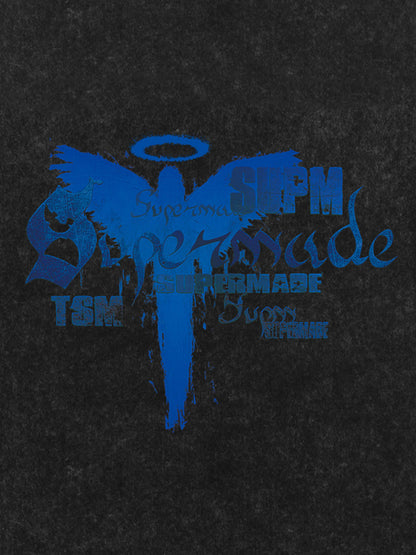 Distressed Washed Gothic Angel Graphic T-Shirt 