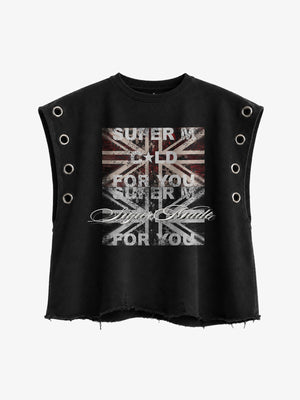Flag Graphic Cropped Vest