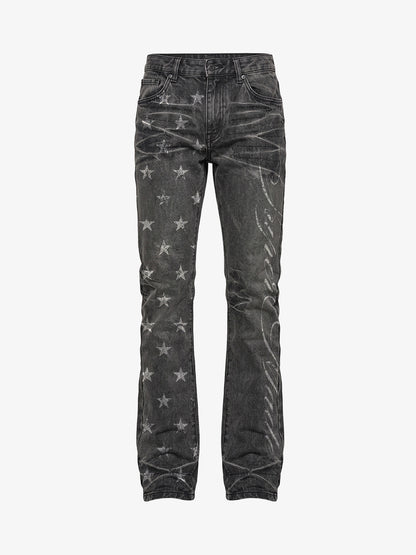 Crackle Star Pleated Jeans